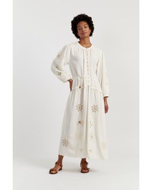 Chinti & Parker Sienna Linen-Blend Broderie Dress - Natural