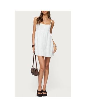 Edikted Winifred Floral Embroidered Cotton Babydoll Minidress - White