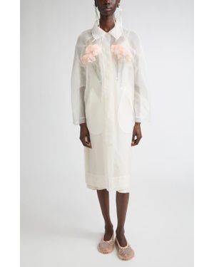Simone Rocha Stuffed Carnation Silk Organza Car Coat - White