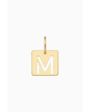 Oradina 14K Initial Tile Pendant Charm - White