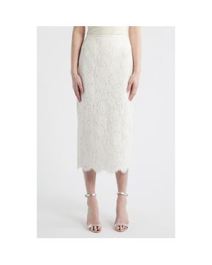 LoveShackFancy Ilse Lace Midi Skirt - White