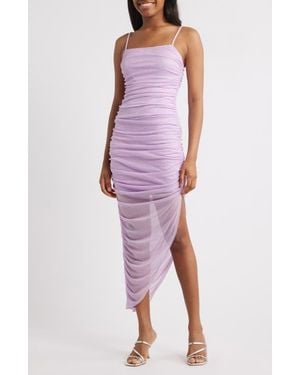 Jump Apparel Glitter Matte Ruched Jersey Dress - Purple
