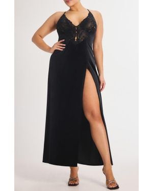 Savage x Fenty Noir Velvet Maxi Slipdress - Black