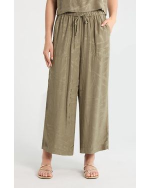 Splendid Angie Jacquard Palazzo Ankle Pants - Natural