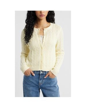 BP. Pointelle Knit Cardigan - White