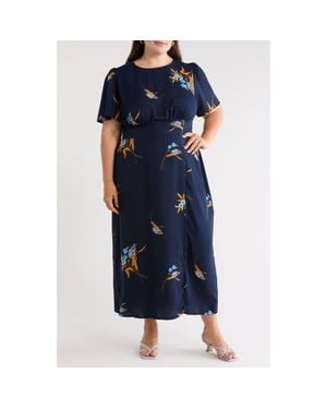 Sugarlips Dusk Bloom Floral Fit & Flare Midi Dress - Blue