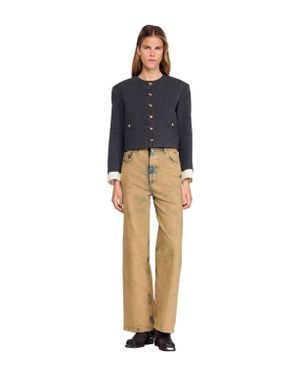 Sandro Rhinestone Tailored Jacket - Blue
