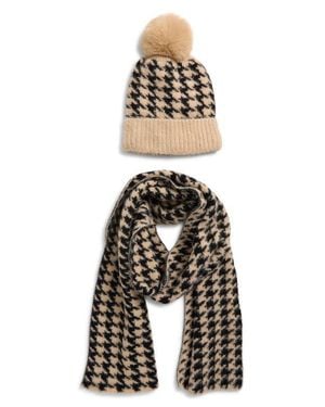 Tasha Pompom Beanie & Scarf Set - White
