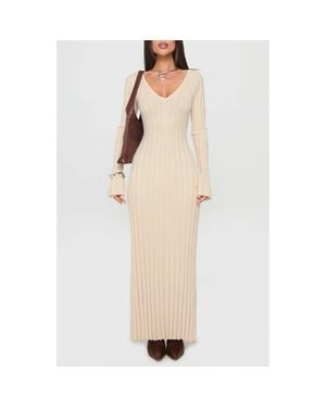 Princess Polly Gratuita Long Sleeve Maxi Sweater Dress - Natural