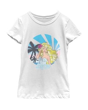 Barbie Girls' Retro Tropical Portrait T-Shirt - Blue