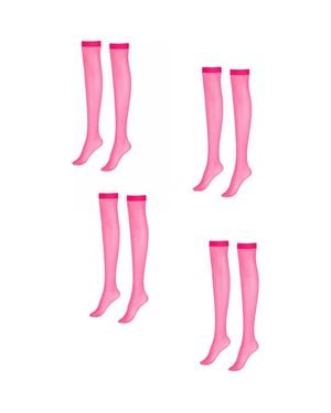 LECHERY 8-Pack Glossy Sheer Fashion Socks - Pink