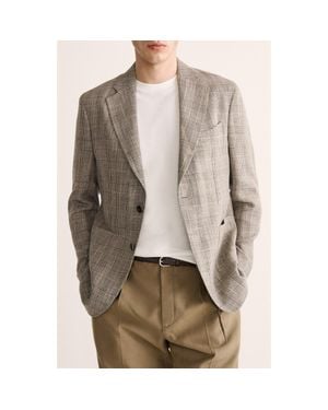 Mango Slim Fit Prince Of Wales Check Sport Coat - Natural