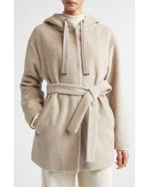 Herno Alpaca Blend Beaver Effect Coat - Natural