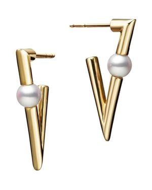 Mikimoto Akoya Pearl Triangular Earrings - White