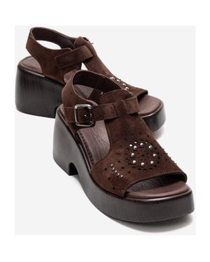 Forever & Always Shoes Romina Leather Platform Sandal - Brown