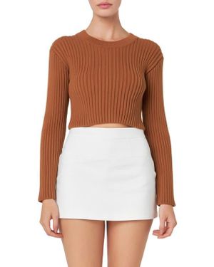 English Factory Crop Rib Sweater - White