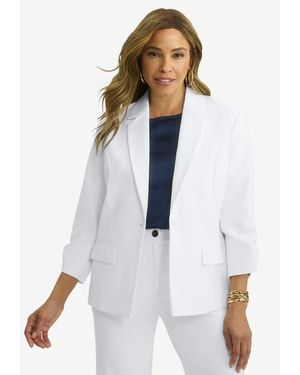 Jessica London Cinched Sleeve Blazer - White