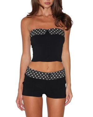 Tiger Mist Albie Strapless Polka Dot Trim Top - Black