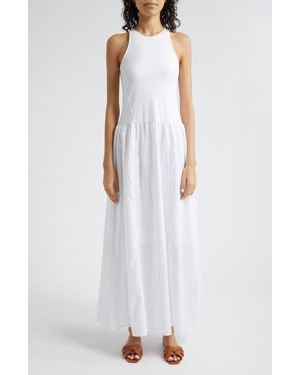 ATM Mixed Media Stretch Pima Cotton Maxi Dress - White