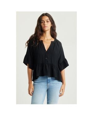 Treasure & Bond Ruffle Peplum Top - Black
