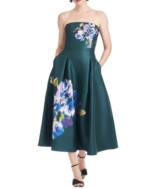 Sachin & Babi Shay Strapless Mikado Midi Cocktail Dress - Blue