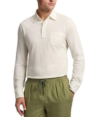 Ralph Lauren Long Sleeve Cotton & Cashmere Piqué Pocket Polo - Natural