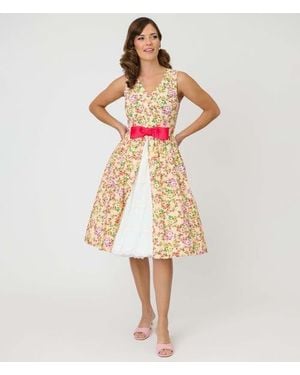 Unique Vintage 1960S Garden Party Swing Dress - Multicolor