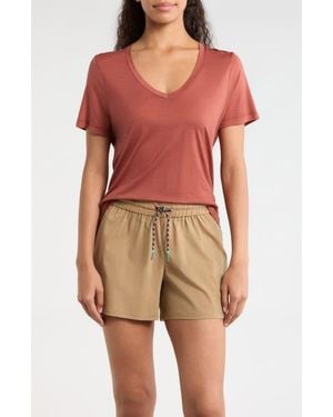 Smartwool Ultralite V-Neck Short Sleeve Merino Wool Blend T-Shirt - Pink