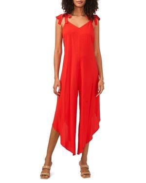 Vince Camuto Solid Asymmetric Jumpsuit - Red