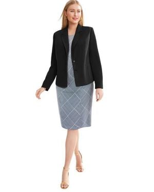 Jessica London 2-Piece Stretch Crepe Single-Breasted Jacket Dress - Black
