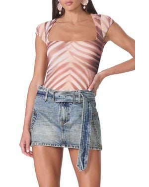 AFRM Winona Square Neck Cap Sleeve Top - Blue