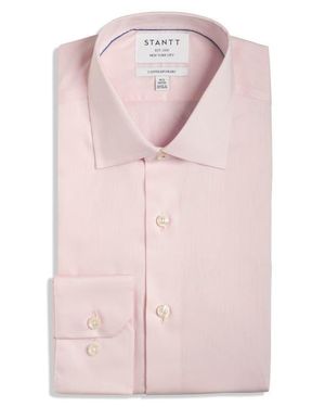 STANTT Contemporary Fit Wrinkle Resistant Cotton Twill Dress Shirt - Pink