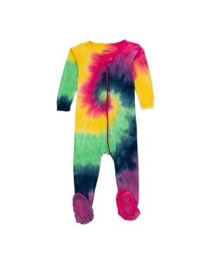 Leveret Kids Footed Tie Dye Cotton Matching Family Pajamas - Multicolor