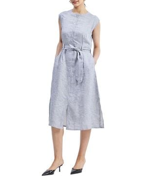 REISTOR Back Cut Out Linen Dress - Blue