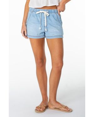 Roxy Paddle On Tie Waist Denim Shorts - Blue