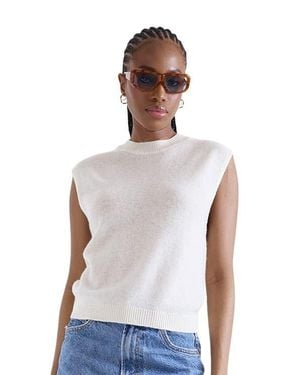 1982 Zarah Crew Neck 100% Cashmere Vest - White