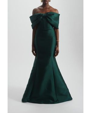 Amsale Off-The-Shoulder Bow Gown - Green