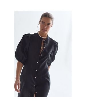 Lanhtropy Bubble Linen Dress - Blue