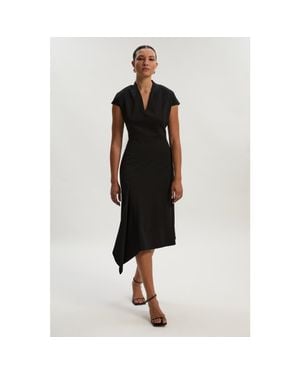 Karen Millen Asymmetric Front Tailored Midi Dress - Black