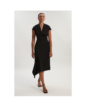 Karen Millen Asymmetric Front Tailored Midi Dress - Black