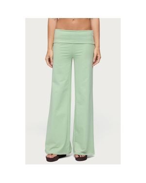 Edikted Cammy Wide Leg Foldover Pants - Green