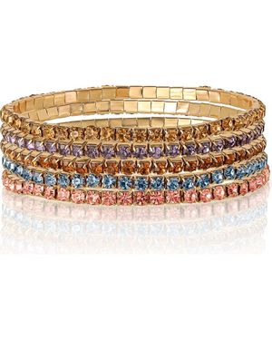 Jessica Simpson Fashion Rhinestone 5 Piece Stretch Bracelet Set - Metallic