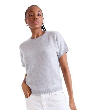 1982 Esme Short Sleeve 100% Cashmere Top - White