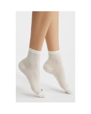 Hue Sheer Rib Crew Socks - White