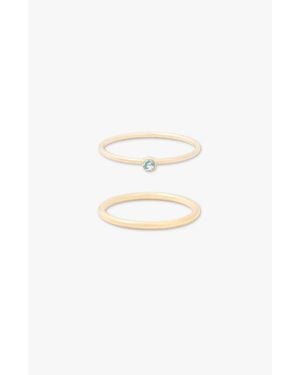 Cuffed By Nano March Birthstone 14K Filled Dainty Ring Stacking Set - White