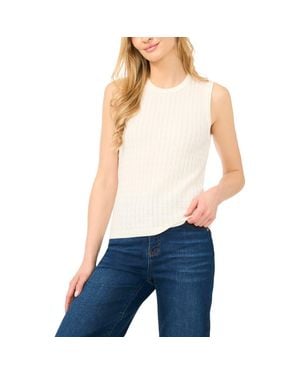 Halogen® Cable Stitch Cotton Sweater Tank - Blue