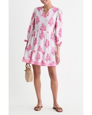 Vineyard Vines Tessa Floral Tie Sleeve Minidress - Pink