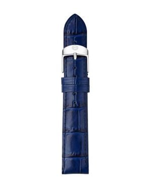 Michele Croc Embossed Leather Watchband, 16Mm - Blue