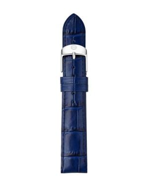 Michele Croc Embossed Leather Watchband, 16Mm - Blue