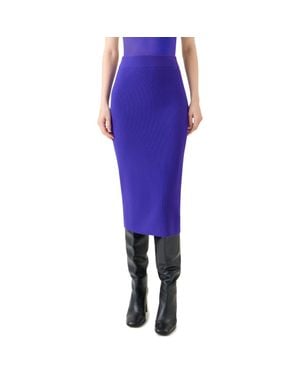 Akris Punto Stretch Virgin Wool & Cashmere Rib Knit Tube Skirt - Purple